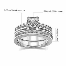 TWO RINGS His Hers Wedding Ring Sets Couples Rings Women's White Gold Filled White CZ Wedding Engagement Ring Bridal Sets & Men's Titanium Wedding Band