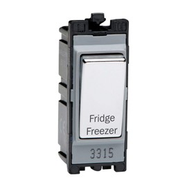 Varilight Engraved 20A 1-Way Double Pole Switch 'Fridge Freezer' PowerGrid Chrome - G201DC.FF