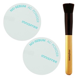 Innisfree No Sebum AC Powder 2pcs+Beauty Tool Master Foundation Brush / 이니스프리 노세범 AC 파우더 2개+뷰티툴 마스터 파운데이션 브러시