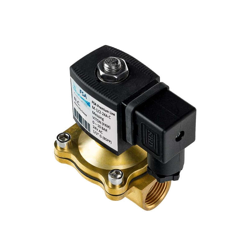 FSA Viton Solenoid Valve Brass 1/2 Inch 24 V AC