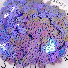 800PCS Colorful Paw Print Glitter, Dog Paw Print Table Confetti for DIY Mold Art Nail Artwork Baby Shower Wedding Birthday Party Decorations - 45g (Purple)