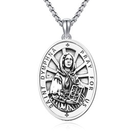 DOTBJ St Dymphna Medal Necklace, Catholic Patron Saint of Mental Health 925 Sterling Silver Saint Dymphna Pendant with Stainless Steel Chain 20"+2"