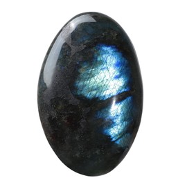 SUNYIK Natural Labradorite Palm Stone, Polished Irregular Healing Labradotite Worry Pocket Stone Anxiety Stress Relief Reiki Meditation, 2-3.7"(53-95mm)