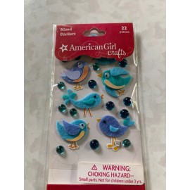 AMERICAN GIRL STICKERS 3D FELT BIRDS WITH BLUE BUBBLE GEMS MULTI-SHAPE FELT BIRD