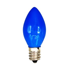 Box of 25 Light Bulbs -C7, Steady Burning - Opaque Blue - 7 Watt - Candelabra Base -Great for Night Lights, Decorative Lights and Christmas Strings