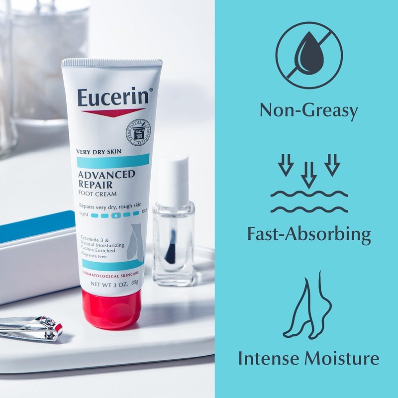 Eucerin Dry Skin Therapy Foot Creme, Plus Intensive Repair, 3-Ounce