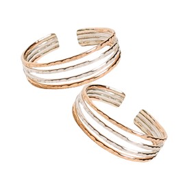 Juego de dos anillos de punta | Relleno de oro de 14 quilates y diseño de plata de ley | Talla única ajustable para la mayoría | Unisex para mujeres y hombres | Paquete de dos anillos de metal mixto,