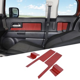 Car Interior Door Panel Trim Sticker Compatible with Toyota FJ Cruiser 2007-2021, Front and Rear Door Panel Trim Cover, ABS Inner Door Panel Moulding Trim Cover, 4PCS (Carbon Fiber Pattern Red)