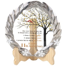 11th Anniversary Wedding Gifts Crystal Plate with Gold Leaf Wreath - 11th Anniversary Wedding Gifts for Parents Couple - 11th Wedding Anniversary Unique Gift Ideas - Cardinal Style…