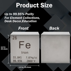 PFCKE - cubeta de hierro de metal de densidad de metal puro, elemento de alta densidad, para colecciones de elementos, experimentos de laboratorio, colección de mesa periódica, regalo creativo para profesores, ciencia (hierro, 1 pulgada)