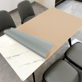 Zinkooat Leather Table Cover,1.8mm Thick,42x60 Inch Table Protector,Table Protector for Dining Room Table,Dining Table Cover,Table Cover Protector,Glass Table Protector(Light Brown+Gray,42x60)