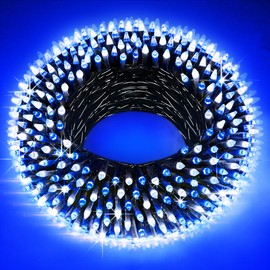 300LED String Lights Indoor Outdoor Use, 8 Lighting Modes 100FT Fairy Lights for Outside, Christmas Tree Lights Outdoor IP44 Waterproof for Xmas Patio Yard Fence Garden Decor Blue & Cool White