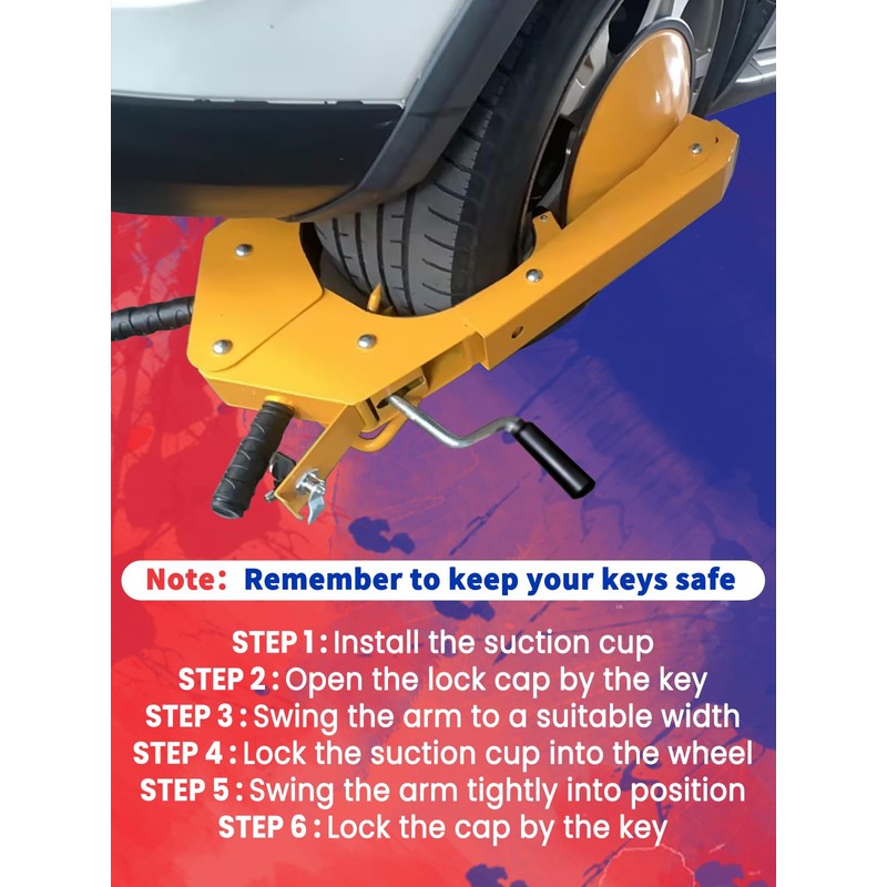Punmew Trailer Wheel Lock 2 Pack Heavy-Duty Adjustable Anti-Theft Trailer