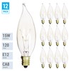 KOR (Pack of 12) 15 Watt Clear Candelabra Base (E12)