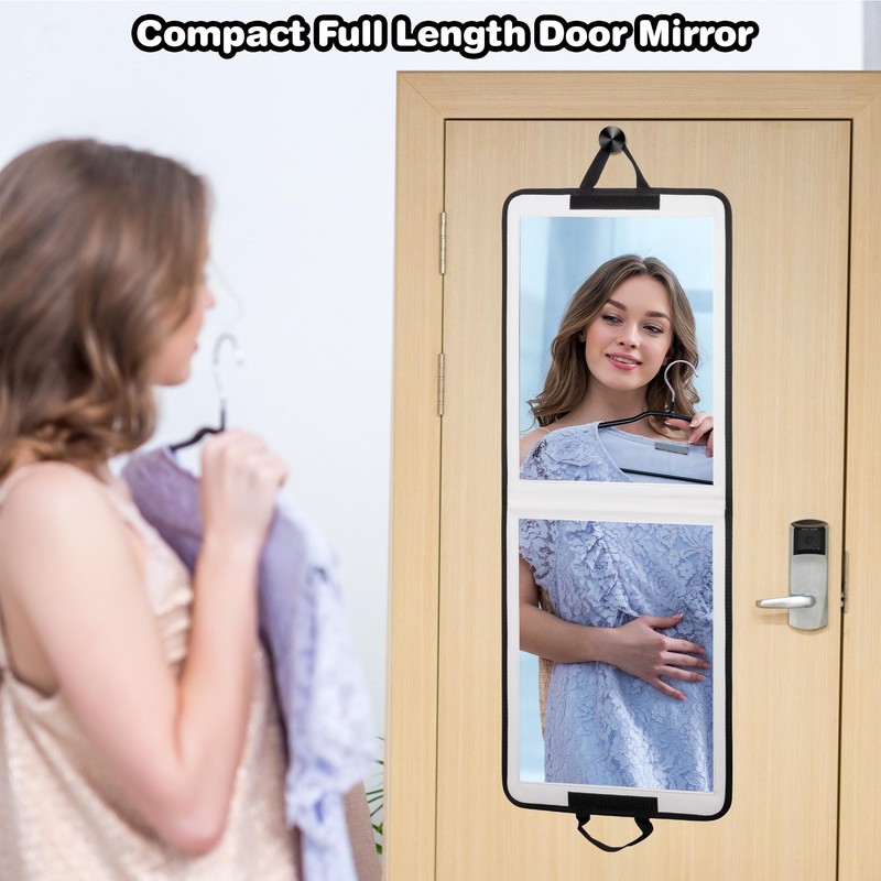 LPHUMEX Folding Door Mirror Full Length, 33x13 in White Hanging