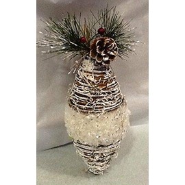 Garden Gate 28cm Oval drop Victorian Snowy Bauble Christmas tree decoration