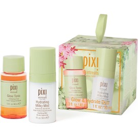 Pixi Beauty Glow Tonic + Hydrating Milky Mist Duo Ornament El juego de regalo contiene tamaños pequeños de tónico brillante e hidratación de niebla lechosa en caja de adornos navideños