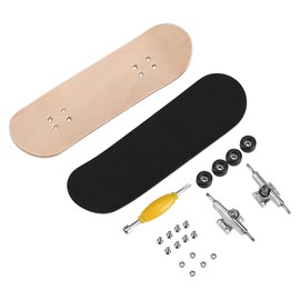Mini Finger Skateboard, Maple Wooden Alloy Fingerboard, Pro Finger Board with PU Non-slip Box, Reduce Pressure, for Children Gifts(Black)