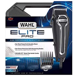WAHL Clipper Elite Pro High Performance Haircut Kit for Men with Hair Clippers, Secure fit Guide Combs with Stainless Steel Clips by The Brand Used by Professionals. #79602