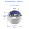 Hmevsafinect 100pcs Nylock Nylon Inserted Self Locking Nut, 304(A2-70) Stainless