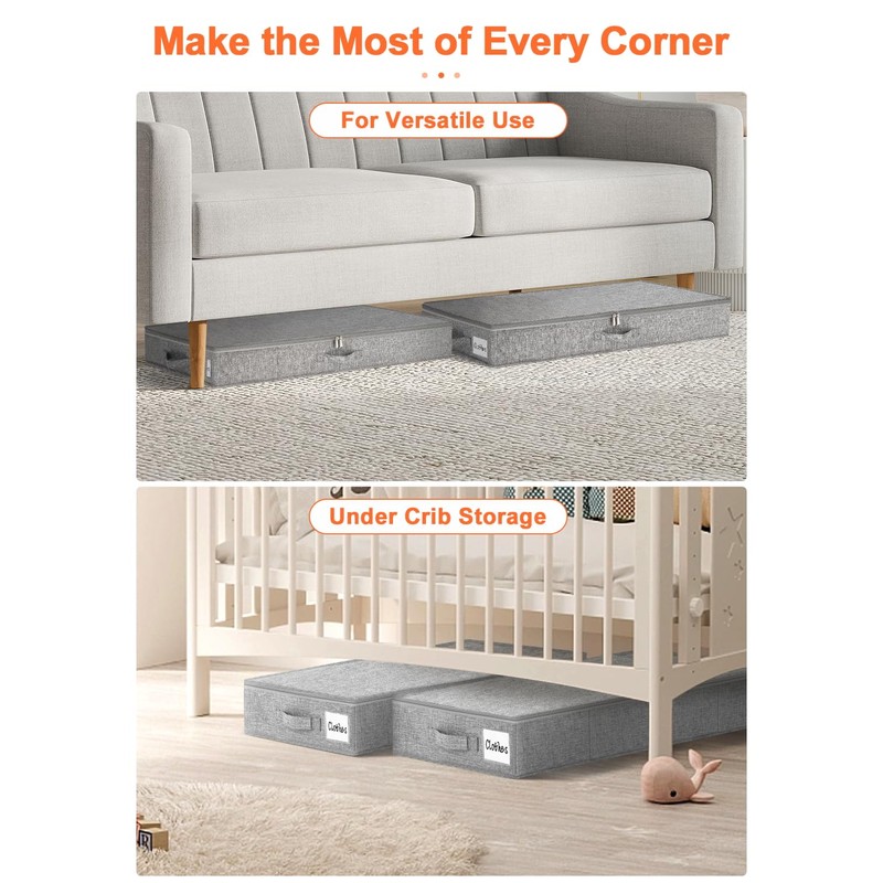 punemi Low Profile Under Bed Storage, 5 inches High Underbed