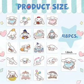 40 Pcs Cinnamoro Dog Party Favors Tattoo Stickers, Cartoon Waterproof Tattoo Sticker Birthday Party Supplies Characters Tattoo Sticker Anime Theme Party Supplies For Kids Boys and Girls