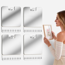 PHIXBEAR Metal Picture Frame Hangers No Damage to Wall Paint, 4 Pack Extra Large Picture Hanging Strips Hardware Kit, Damage Free Hanging, Picture Hooks Sawtooth Picture Wall Hangers Without Nails