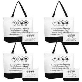 Cunno 8 Pcs Team Appreciation Bags Bulk Women Employee Gifts Team Together Canvas Tote Bag Makeup Bags for Coworker Nurse Teacher
