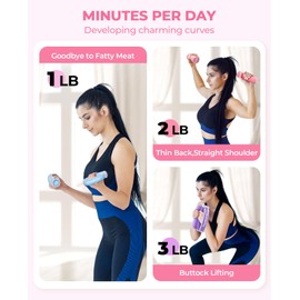 AboveGenius Hand Weights for Women Men, Soft Dumbbells Set of 6(1lb 2lb 3lb Each Pack) for Dumbbell Walking Weight Sets with Hand Strap, Pink Weights for Workout Running, Pilates, Yoga, Jogging and Physical Therapy, Gifts for Women (Blue Pink Purple)