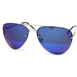 RAKOSTA c1398 Premium Teardrop Rimless Mirrored Womens Mens Metal Aviator Sunglasses (BLUE, AVIATOR)