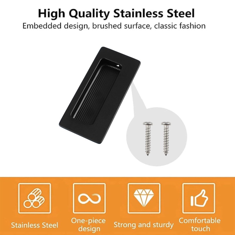 MOROBOR 4PCS Rectangular Concealed Recessed Pulls Handles, Finger Insert Sliding