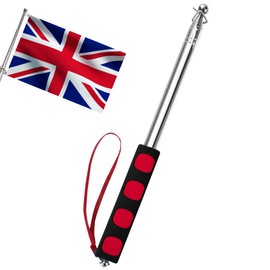 Telescopic Flag Pole 2M Stainless Steel Handheld Flag Pole Portable Extendable Flag Pole Telescopic Flagpole for Teacher Tour Guide Camping Red