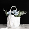 Flower Girl Baskets for Weddings, White Flower Basket with Pearl