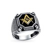Men's Large Statement Solid Compass Freemason Masonic Signet Ring .925