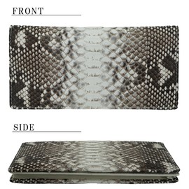 Bliss Leather, Genuine Diamond Python, Snakeskin Long Wallet, Bi-fold, Genuine Leather, Unisex, natural