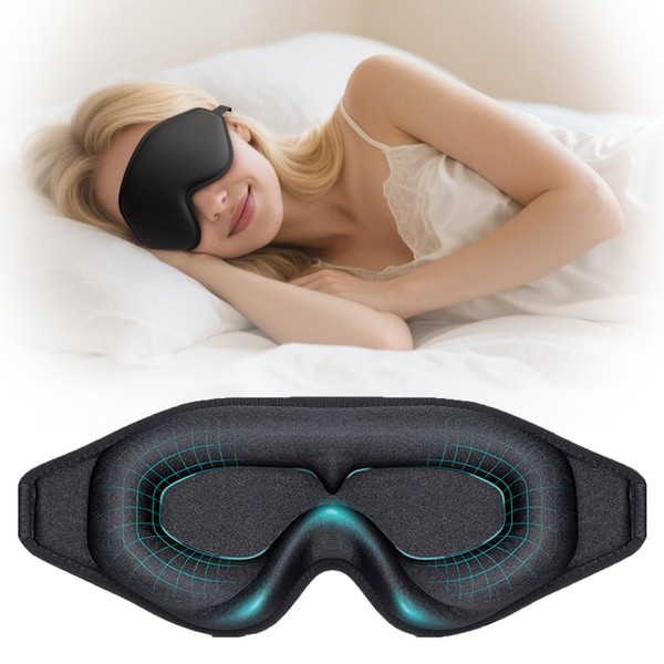 100% Blackout Sleep Masks for Women & Men, Ergonomic Design