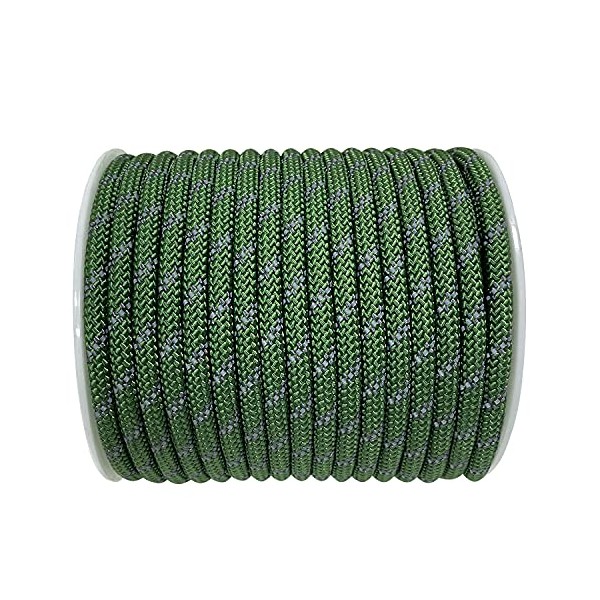 Sutekus 5/16" Accessory Cord Rope High Strength Utility Paracord 8mm Reflective Paracord Hiking Fishing Climbing Packaging 130FT (Green)