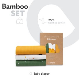 LIONELO Bamboo Set 3 Swaddles Muslin Newborn Blankets 100% Natural Bamboo Cotton Size 70x70cm Pleasant to the touch, soft fabric, hypoallergenic, antibacterial, absorbs moisture and unpleasant odors