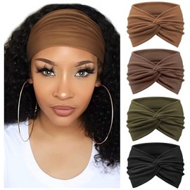 DRESHOW Pack of 4 Women's Headbands, Elastic Soft Headbands, Headband, Hair Band, Head Wrap, Cute Hair Accessories for Everyday, Yoga, Sports, Fitness