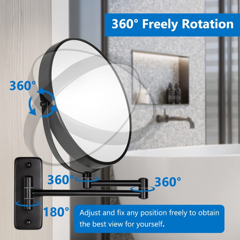 DECLUTTR 9 Inch Large Wall Mounted Makeup Mirror, 1X/10X Magnifying