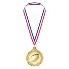 PATIKIL 2" Gold Rugby Medals, Rugby Award Medals with Ribbon Red White for Games Sports Competitions