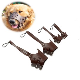 SHULLIN Small / Medium / Large Dog Muzzle Soft Adjustable Leather Dog Mouth Cover Prevents Pick-Up, Bites, Bites, Licking Scratches, Protects Your Dog's Mouth, Available in 4 Sizes (Brown) (L)