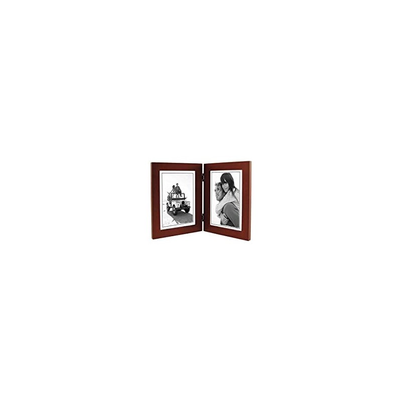Malden Double Vertical 5x7 Picture Frame - Wide Real Wood