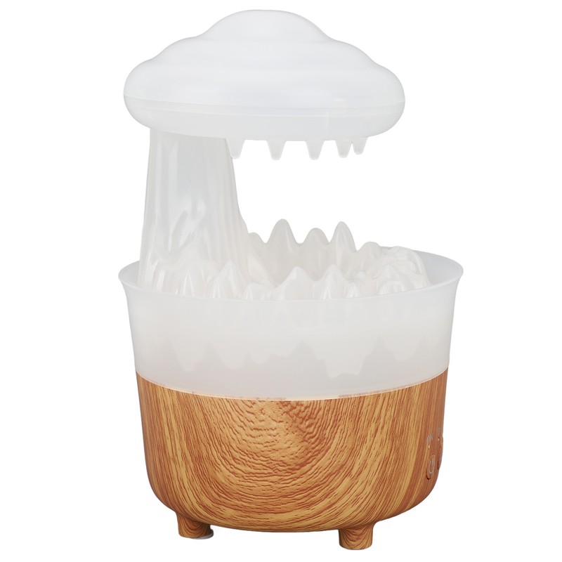 Rain Cloud Humidifier 7 Colors Light Remote Control Wood Grain