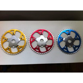 lowrider BMX Bicycle Sprocket Chainring 44T Single Speed Steel/Alloy RED BLUE GOLD - Red