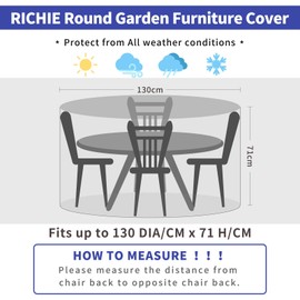 RICHIE Garden Furniture Covers Waterproof Garden Table Cover 130x71cm Outdoor Table Covers for Garden Furniture Garden Covers Round Breathable Polyethylene for Table and Chair (Green DHCFC130-0GR)