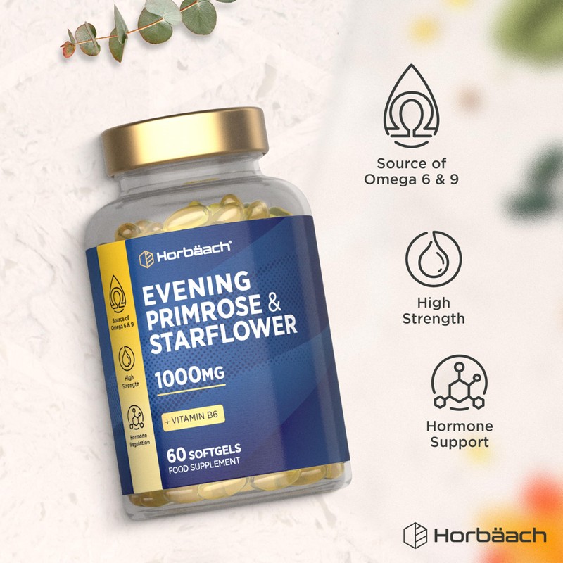Evening Primrose and Starflower Oil Capsules 1000mg | with Vitamin