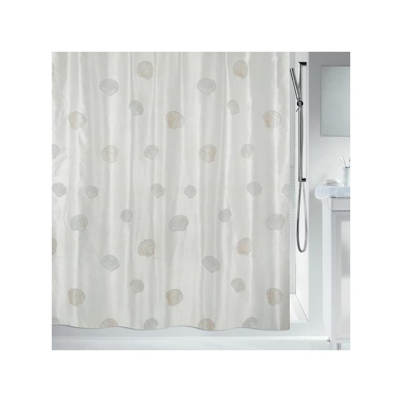 Spirella Atlantis Champagner Textil-Duschvorhang, Polyester, 120 x 200 cm, Creme/Beige,