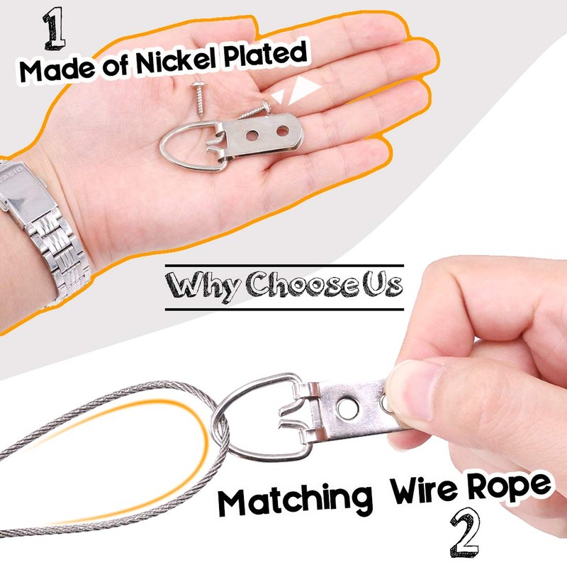 Rustark 60Pcs Heavy Duty D Ring Picture Hangers Double Hole