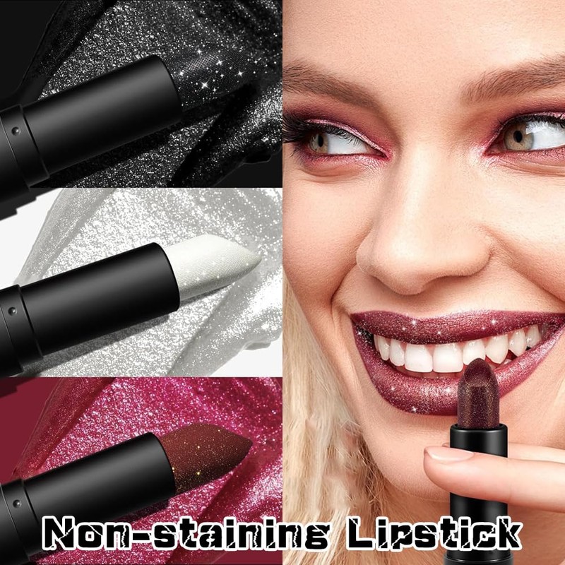Fengyang Glitter Lipstick, Matte Glitter Lipstick Lip Gloss, Diamond Metallic